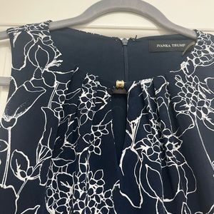 Navy Floral Dress with gold detail